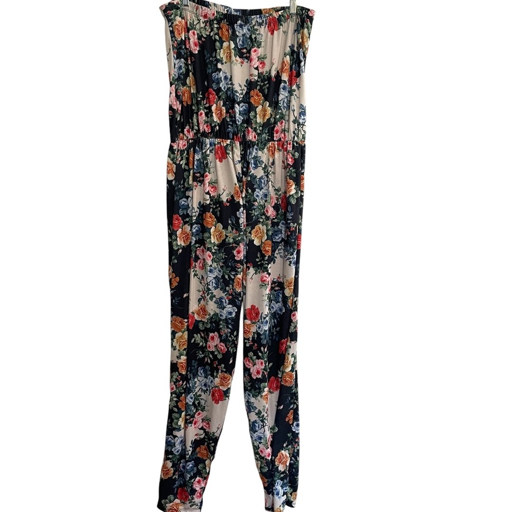 ASOS Curve Floral Jumpsuit - Black and Multicolor